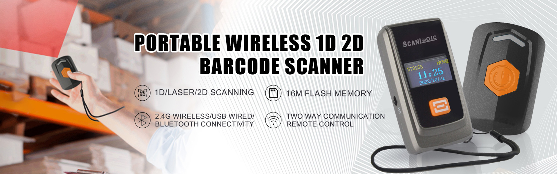 Portable Wireless 1D 2D Barcode Scanner